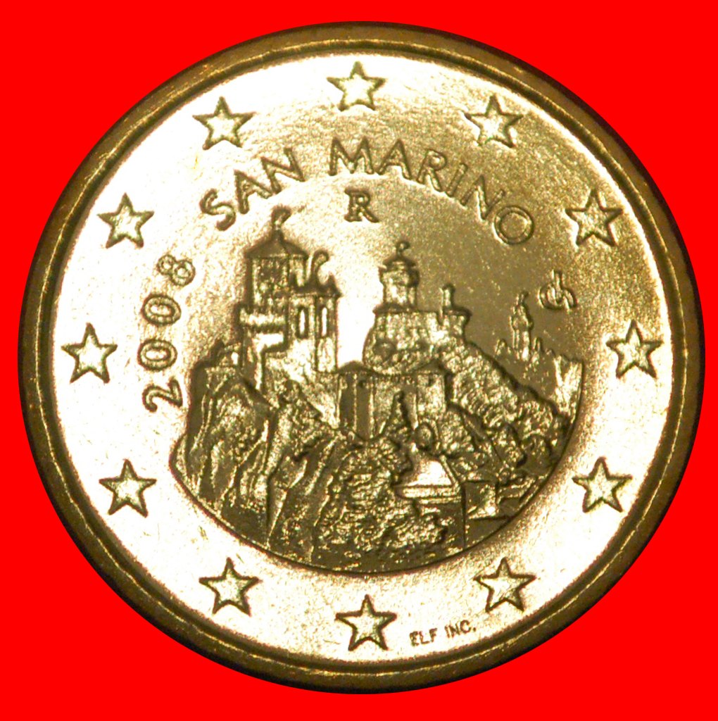  * ITALY (2008-2016): SAN MARINO★50 EURO CENTS 2008R UNCOMMON UNC MINT LUSTRE★ LOW START★ NO RESERVE!   