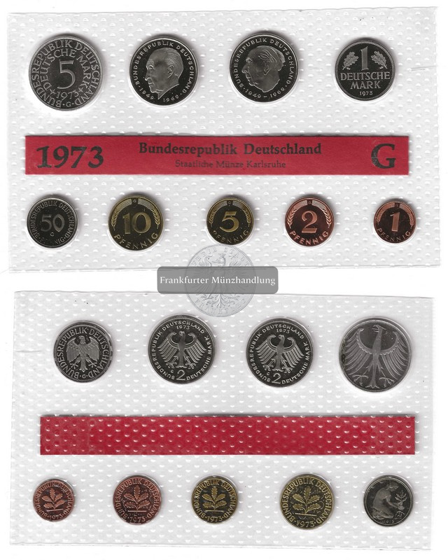  BRD   Kursmünzensatz 1973 G  Kursmünzensatz der Deutschen Mark   FM-Frankfurt Feinsilber: 7g   