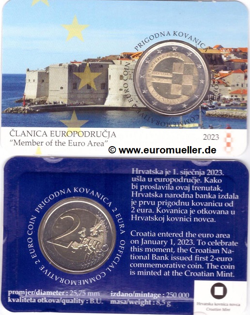 Kroatien ...2 Euro Gedenkmünze 2023...bu...Coincard...Euro Einführung   