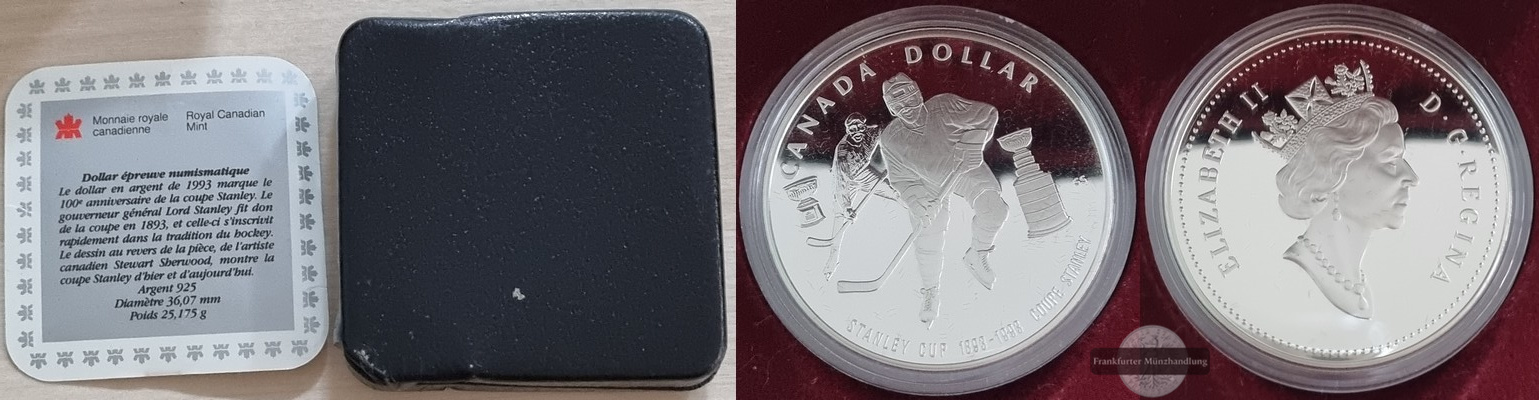  Kanada, 1 Dollar,  1993,  100. Jahre - Der Stanley Cup,  FM-Frankfurt   