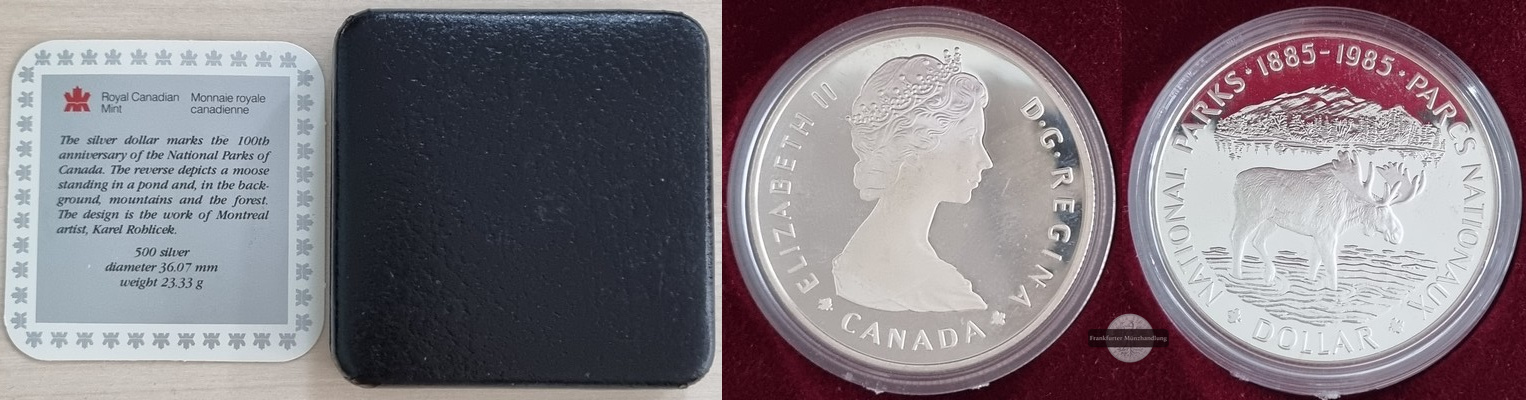  Kanada  1 Dollar 1985  National Parks  FM-Frankfurt  Feinsilber: 11,66g   