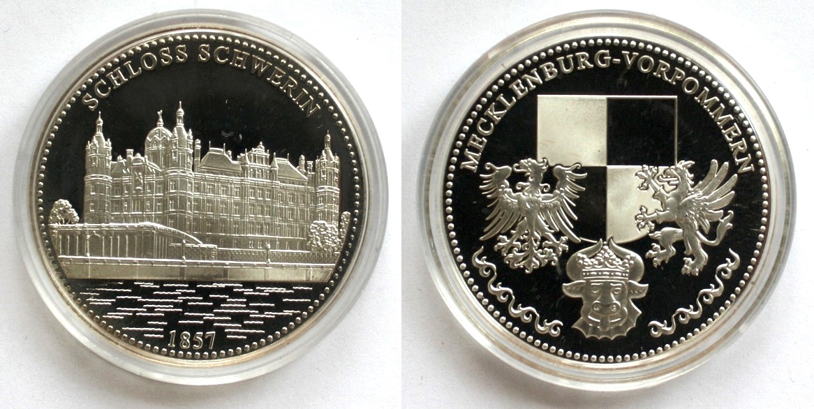  Medaille o.J. Münze Berlin SCHLOSS SCHWERIN Mecklenburg - 14,7 g Silber Ag 333/1000   