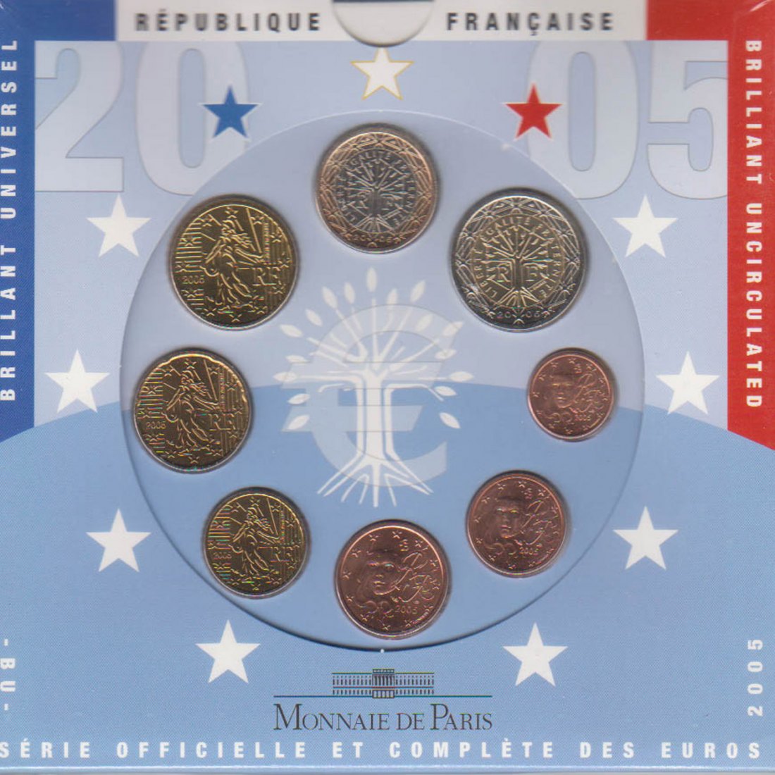  Offiz. Euo KMS Frankreich 2005 4 Münzen nur in den offiz. Foldern   