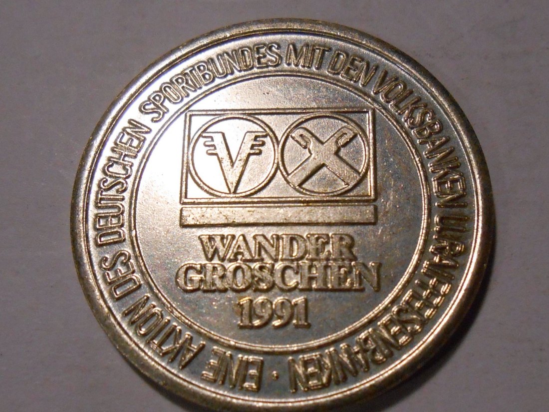  T:2.10 Medaille, Volkswandertag 1991, Alu-Medaille 1991   