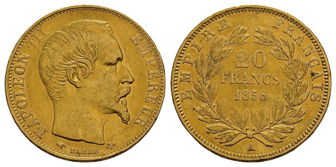 PEUS 1150 Frankreich 5,81 g Feingold. Napoleon III. (1852 - 1870) 20 Francs GOLD 1856 A Sehr schön