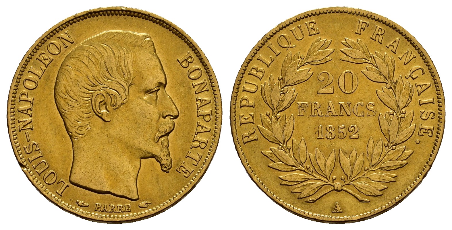 PEUS 1152 Frankreich 5,81 g Feingold. Louis Napoleon (1848 - 1852) 20 Francs GOLD 1852 A Sehr schön