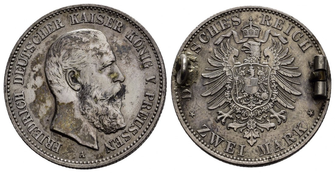 PEUS 1174 Kaiserreich - Preußen Friedrich III. (09.03.- 15.06.1888) 2 Mark 1888 A Broschierung, sehr schön