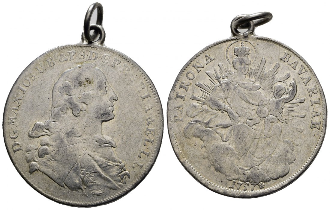 PEUS 8590 Bayern Maximilian III. Joseph (1745 - 1777) Madonnentaler 1757 Henkel, fast Sehr schön