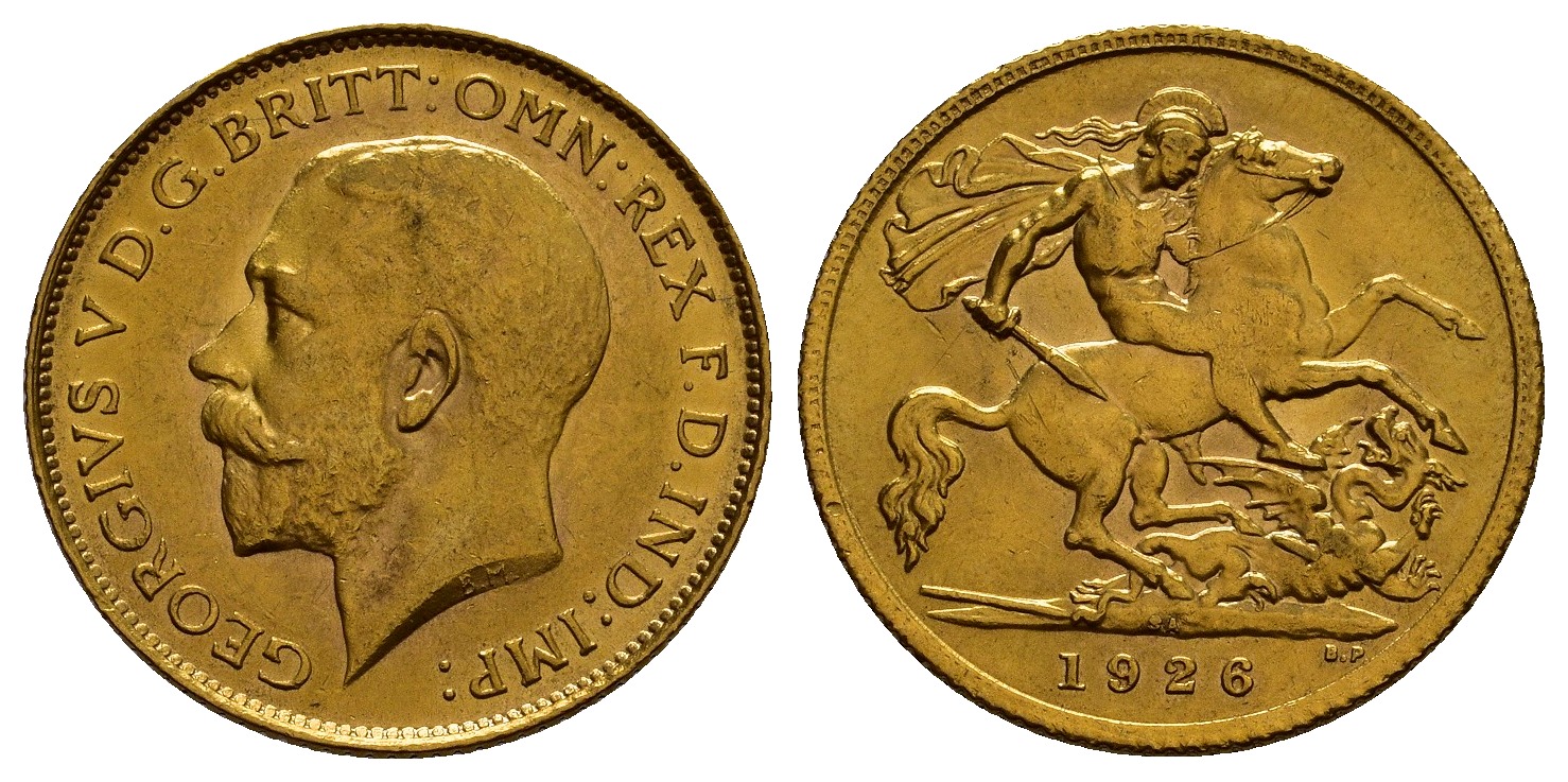 PEUS 1178 Großbritannien / Südafrika 3,66 g Feingold. George V. (1910 - 1936) 1/2 Sovereign GOLD 1926 SA Pretoria Sehr schön