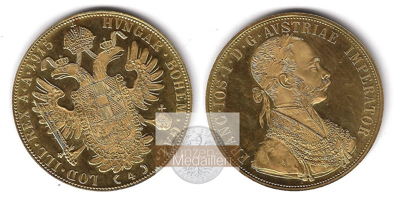 Österreich - Franz Joseph I. MM-Frankfurt  Feingold: 13,76g 4 Dukaten 1915 NP 