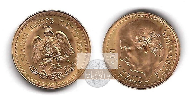 Mexiko  2,5 Pesos MM-Frankfurt Feingold: 1,87g Miguel Hidalgo y Costilla 1945 
