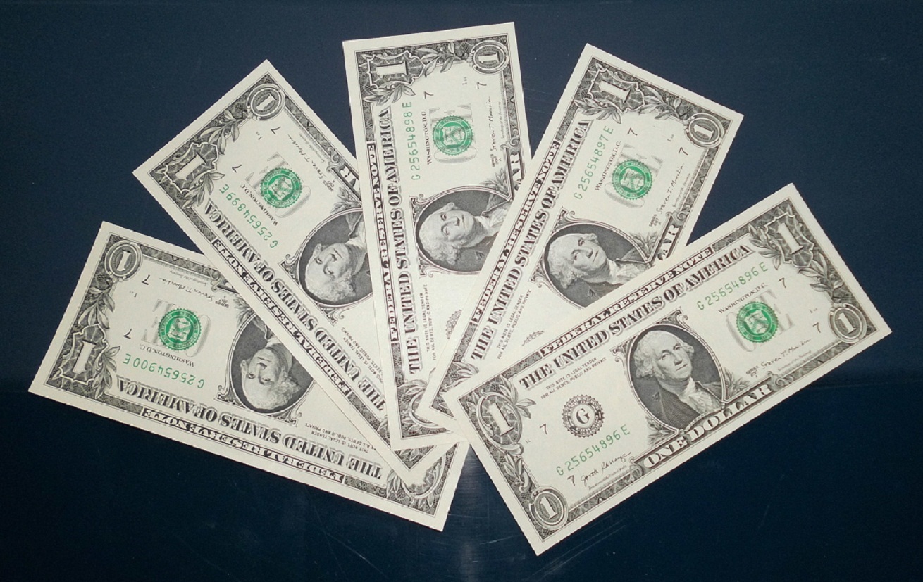  5 Stück 1 Dollar 2017 Banknoten USA kassenfrisch Folgenummer für Sammler   