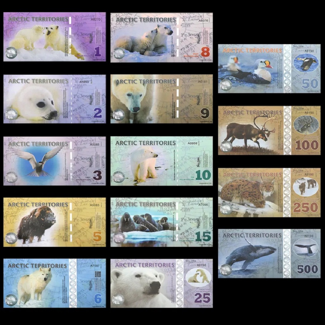  1-500 Dollar Polymer-Banknoten-Satz Arktische Regionen für Sammler   