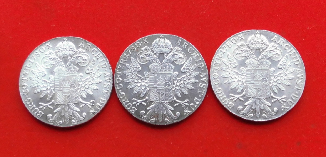  3 Stück Maria Theresia Taler 1780 Österreich Silber   