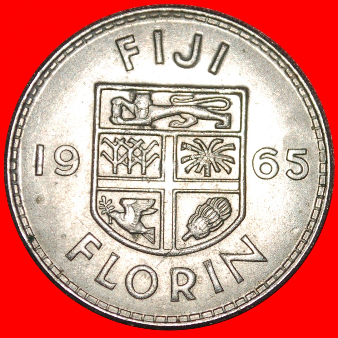 * GREAT BRITAIN (1957-1965): FIJI ★ 1 FLORIN 1965 LION★ELIZABETH II 1953-2022★LOW START★ NO RESERVE!