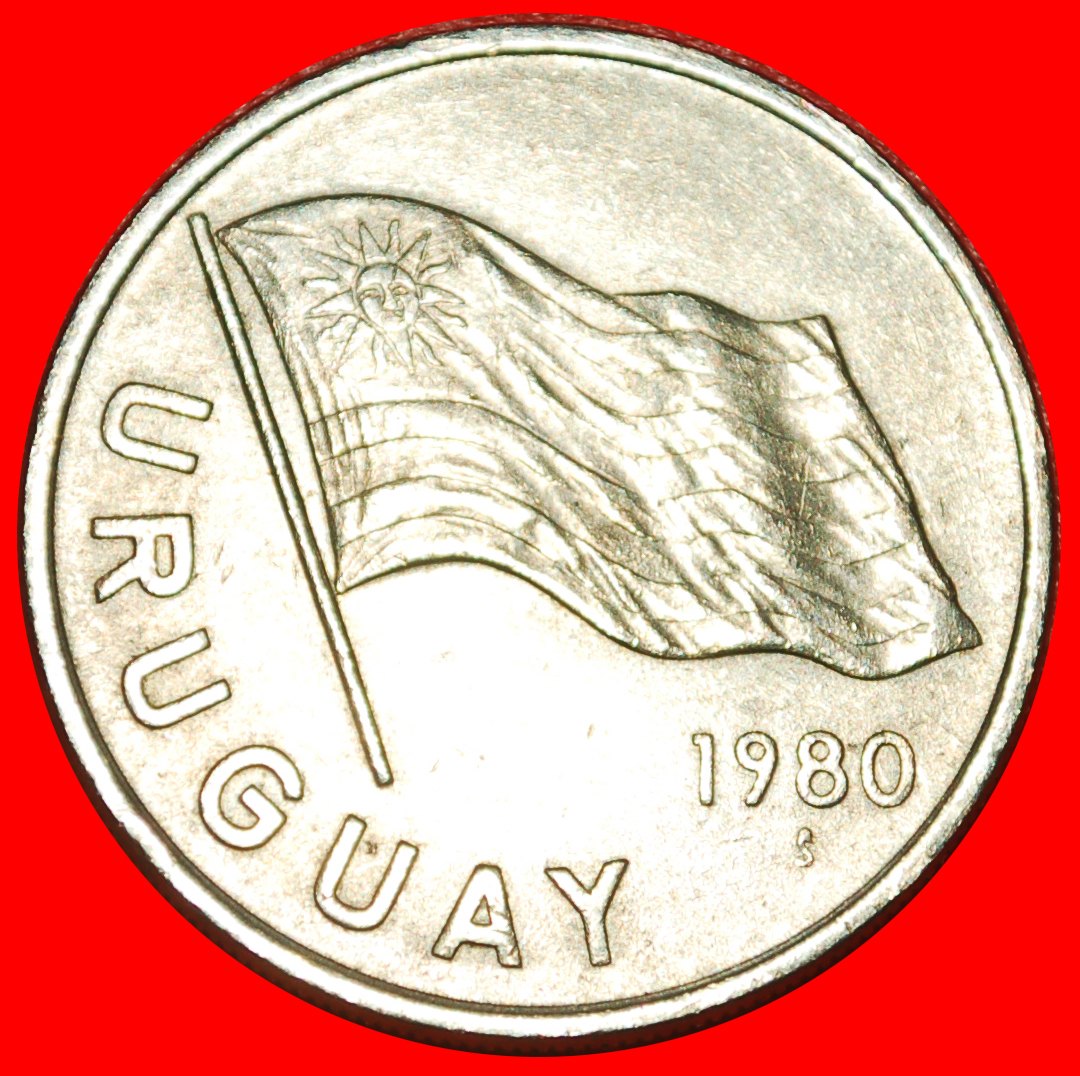 * CHILE: URUGUAY ★ 5 NEW PESOS 1980! SUN WITH FACE!★LOW START★ NO RESERVE!