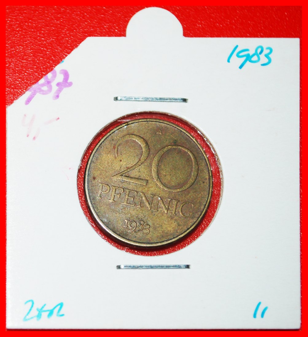  * COMMUNISM (1958-1990): GERMANY ★ 20 PFENNIGS 1983A! DIES 1+B! IN HOLDER!★LOW START★ NO RESERVE!   