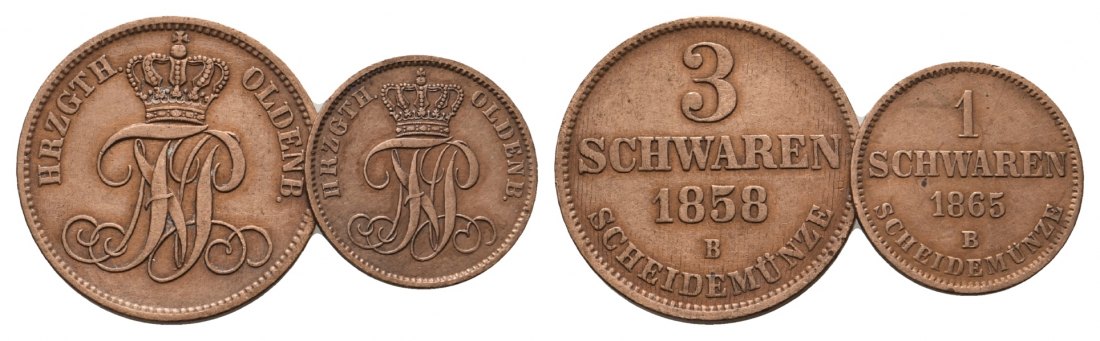  Altdeutschland; 2 Kleinmünzen 1858 /1865   