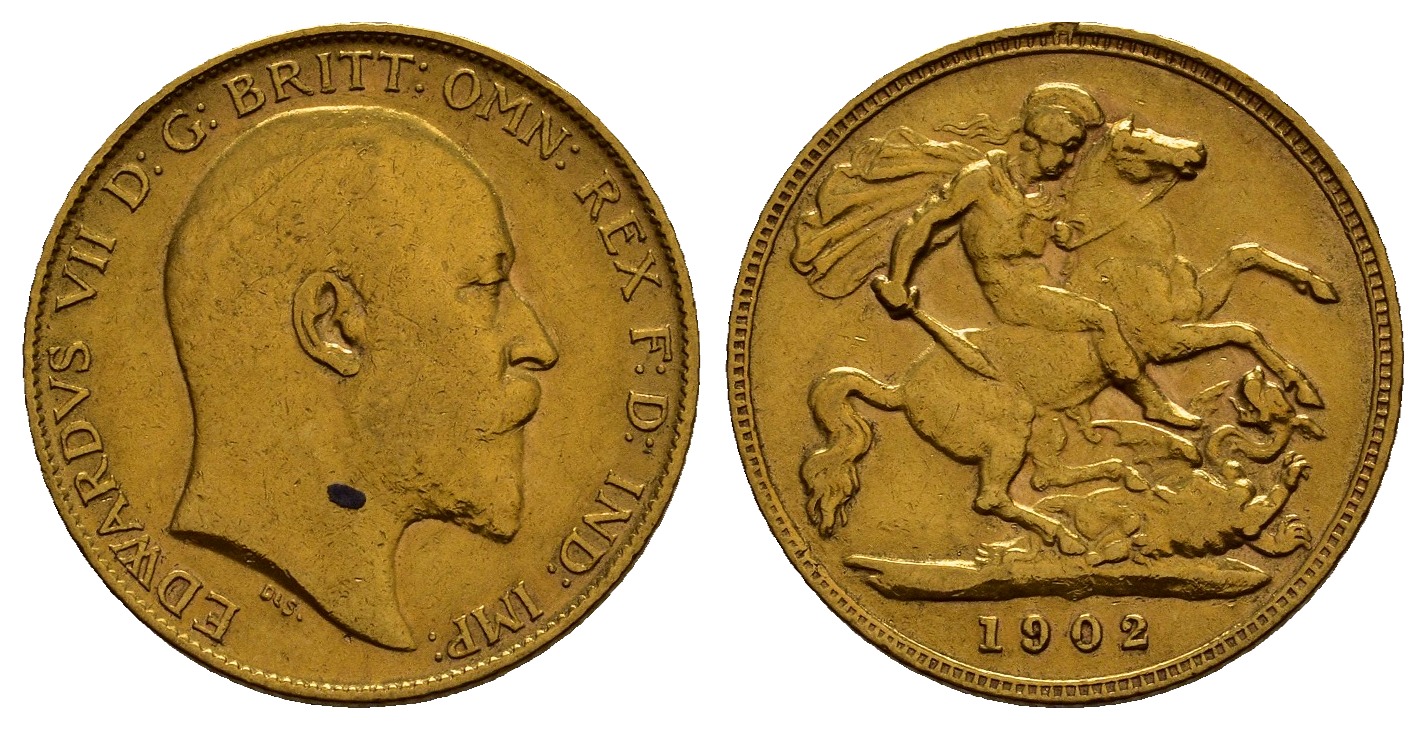 PEUS 1181 Großbritannien 3,66 g Feingold. Eduard (1901 - 1910) 1/2 Sovereign GOLD 1902 Sehr schön