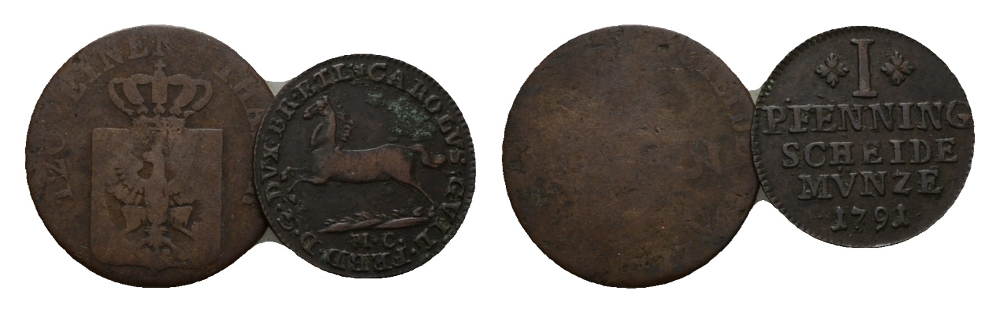  Altdeutschland; 2 Kleinmünzen o.J. / 1791   
