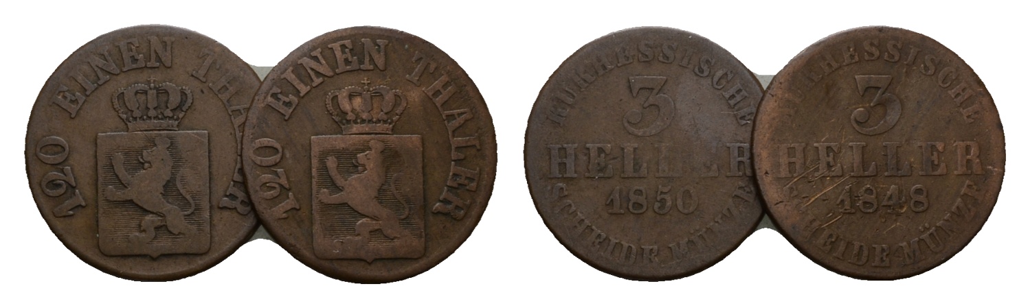  Altdeutschland; 2 Kleinmünzen 1850 / 1848   