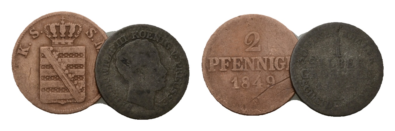  Altdeutschland; 2 Kleinmünzen o.J./ 1849   