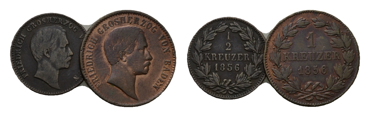  Altdeutschland; 2 Kleinmünzen 1856   