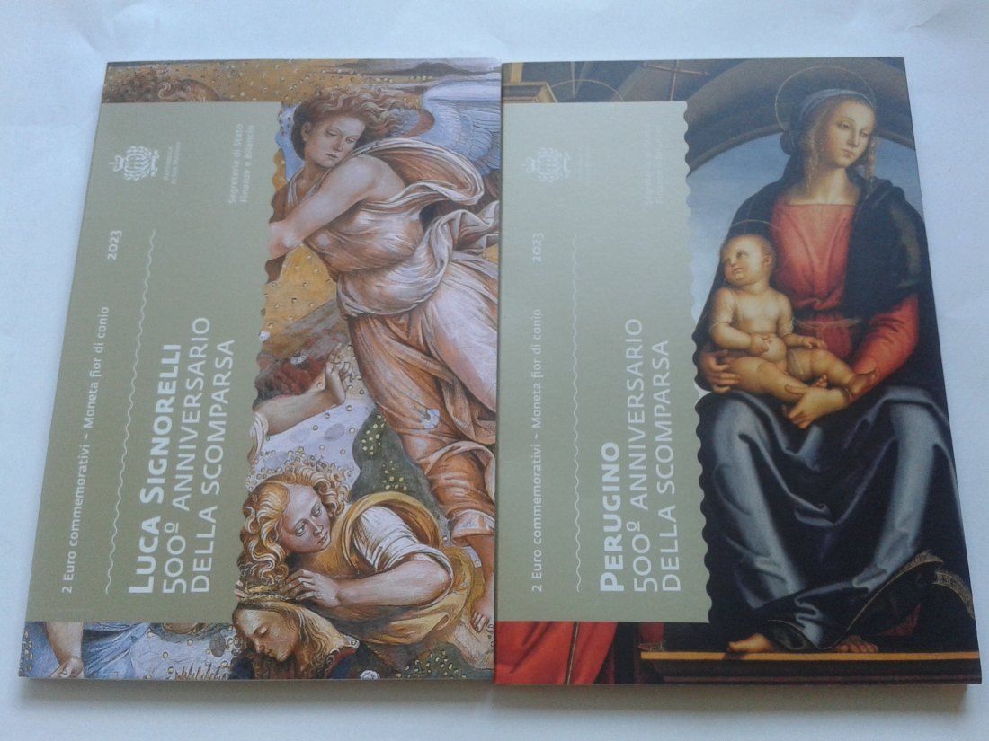  Original 2 x 2 euro 2023 San Marino Perugino und Signorelli im Folder/Blister   