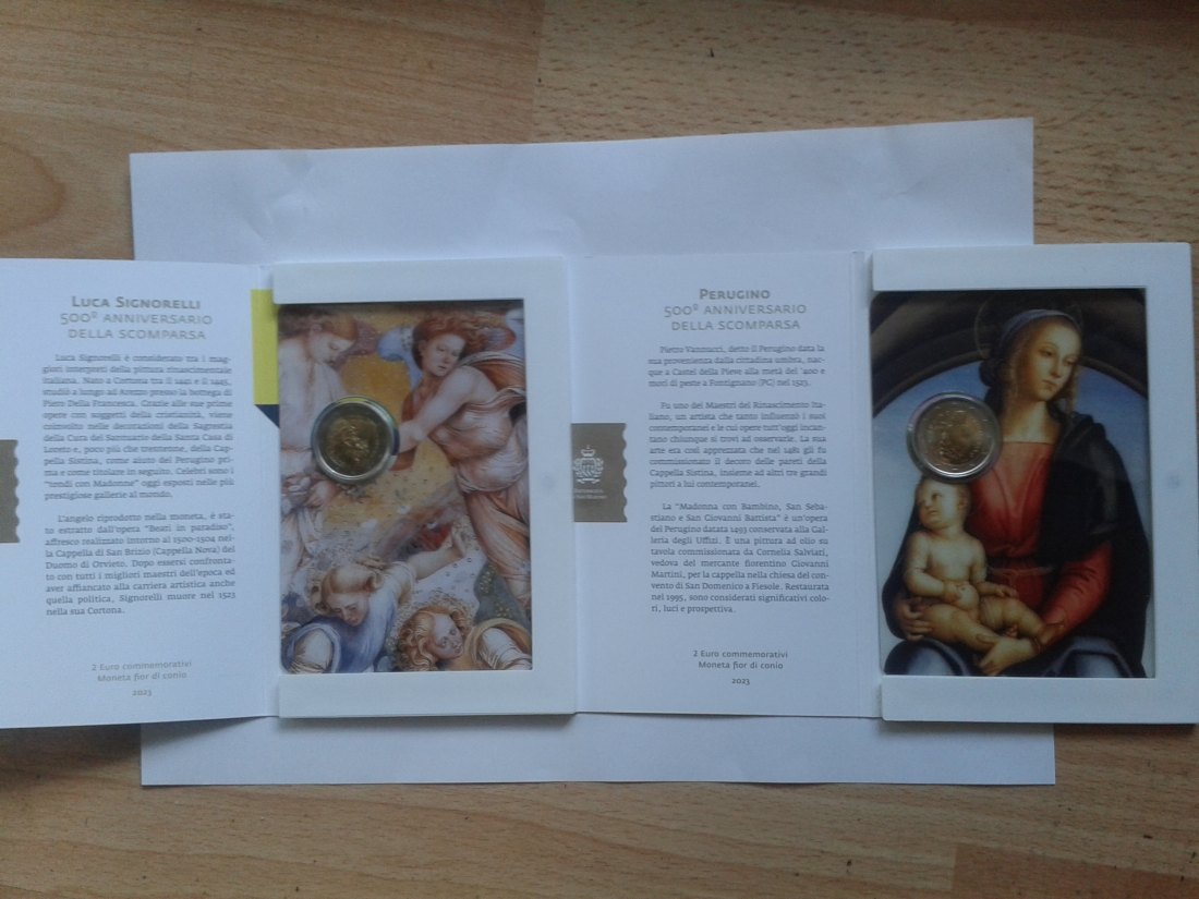  Original 2 x 2 euro 2023 San Marino Perugino und Signorelli im Folder/Blister   