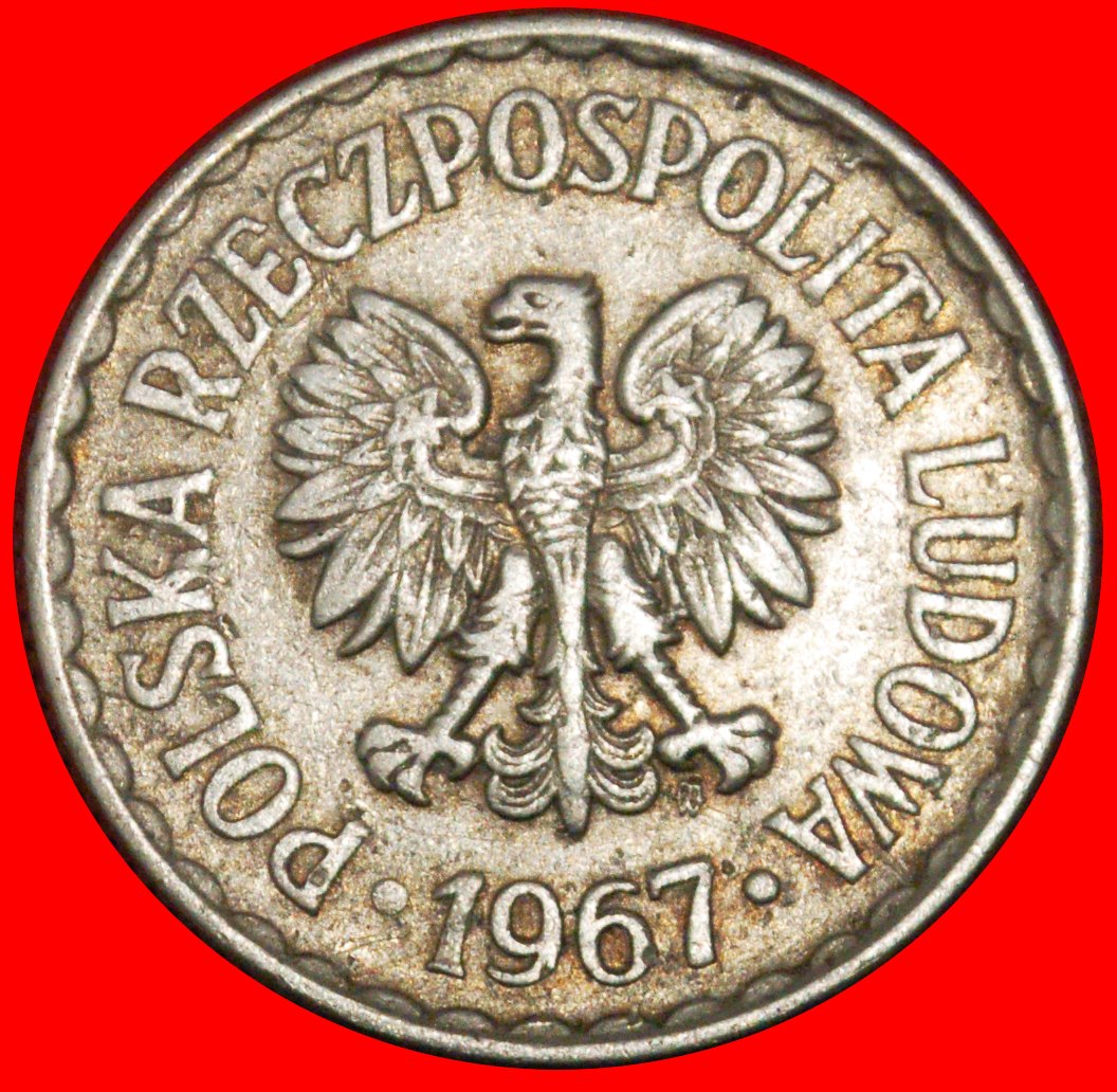  * SOZIALISTISCHE STERNE AUF ADLER (1957-1985):POLEN★1 ZLOTY 1967 SELTEN! STEMPEL I+A★OHNE VORBEHALT!   