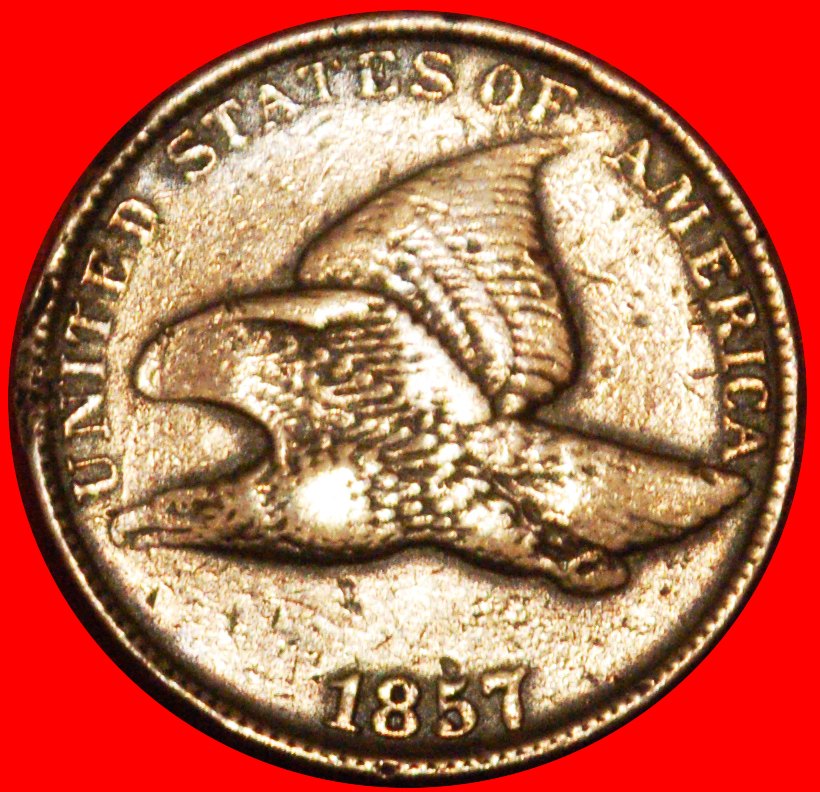  * FLIEGENDER ADLER (1856-1858): USA ★ 1 CENT 1857 UNGEWÖHNLICH! ★OHNE VORBEHALT!   