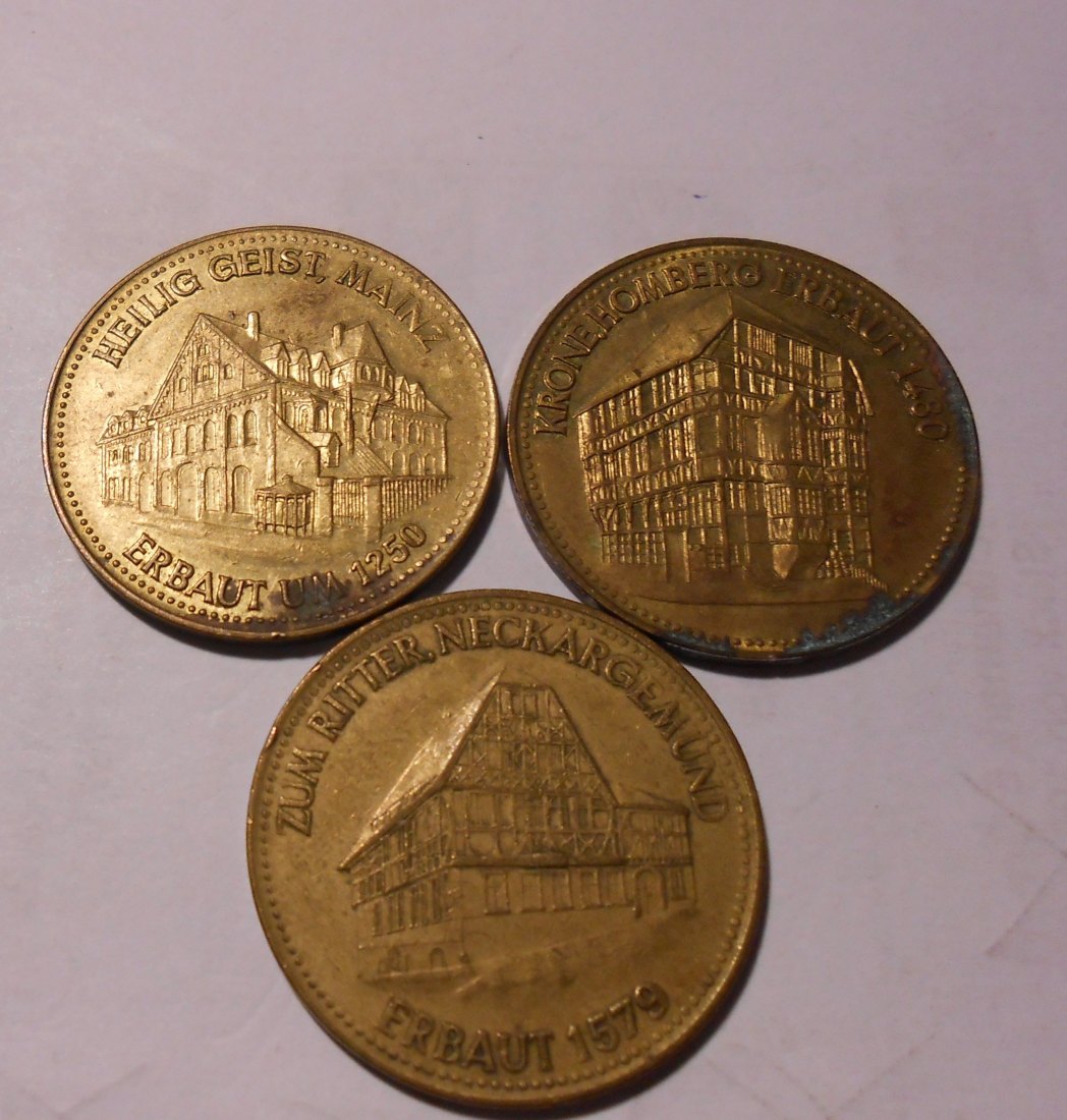  T:5.9 Medaillen Historische Gasthöfe, 3 Stück Binding – Brauerei   