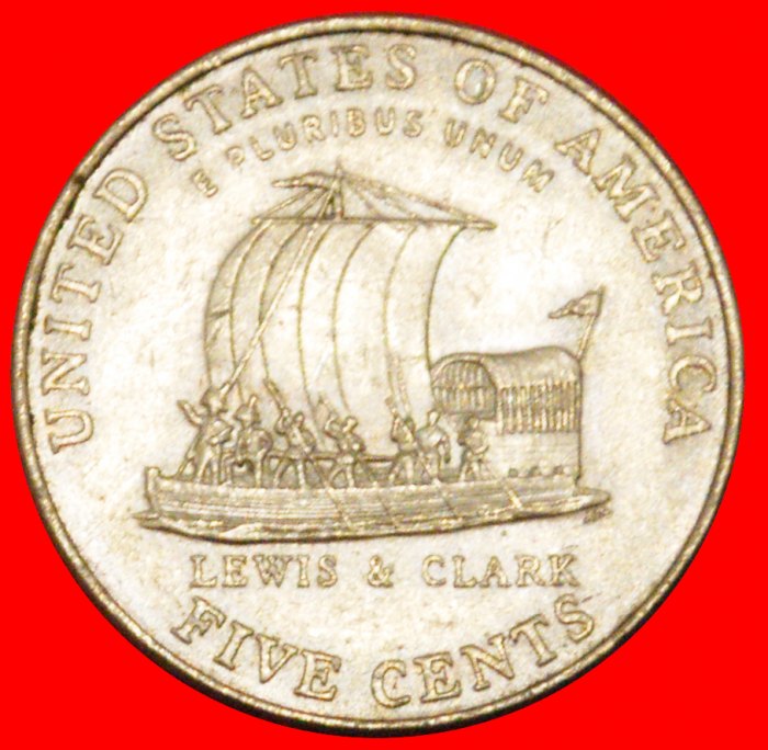  * LEWIS & CLARK 1805: USA ★ 5 CENT 2004P SCHIFF! JEFFERSON (1801-1809) OHNE VORBEHALT!   