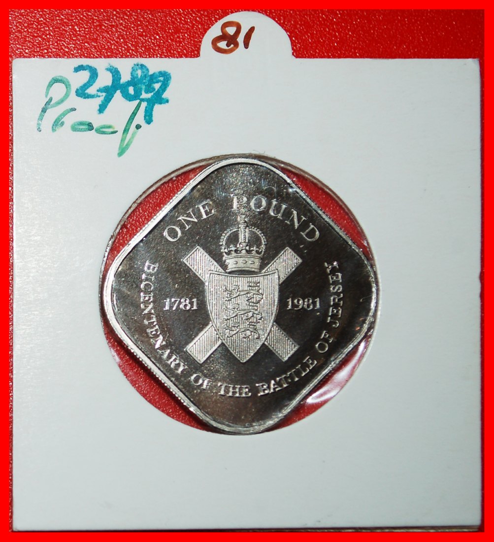  * BATTLE 1781: JERSEY ★ 1 POUND 1981 PROOF! UNCOMMON TYPE! IN HOLDER!★LOW START★ NO RESERVE!   