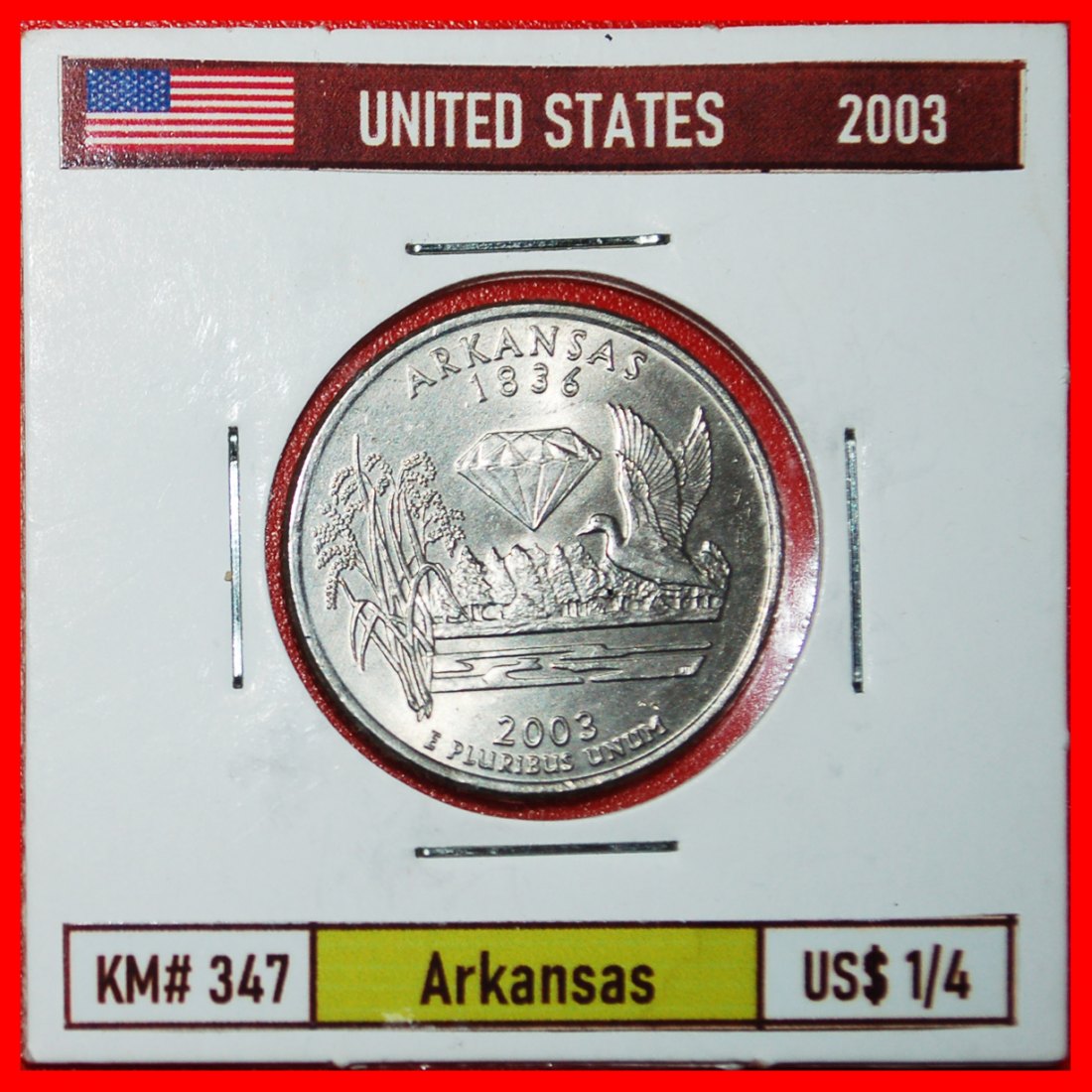  * DIAMANT UND VOGEL 1836: USA ★ 1/4 DOLLAR 2003P STG! WASHINGTON (1789-1797) PACKUNG★OHNE VORBEHALT!   