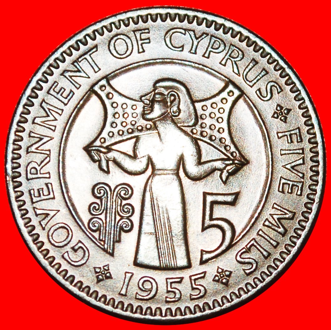 * GREAT BRITAIN (1955-1956): CYPRUS ★5 MILS 1955 ARCHAIC MONEY! ELIZABETH II★LOW START ★ NO RESERVE!