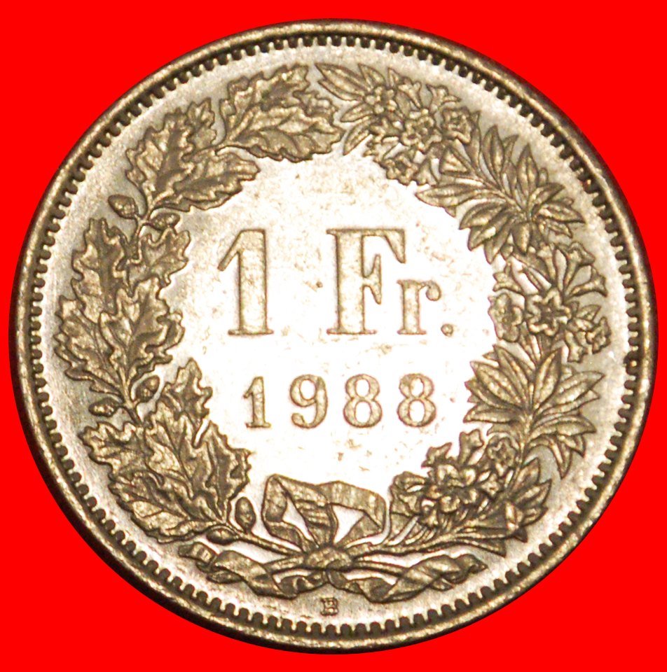  * WITH STAR (1850-2023): SWITZERLAND ★ 1 FRANC 1988B! DIES 1+B MINT LUSTRE!★LOW START ★ NO RESERVE!   