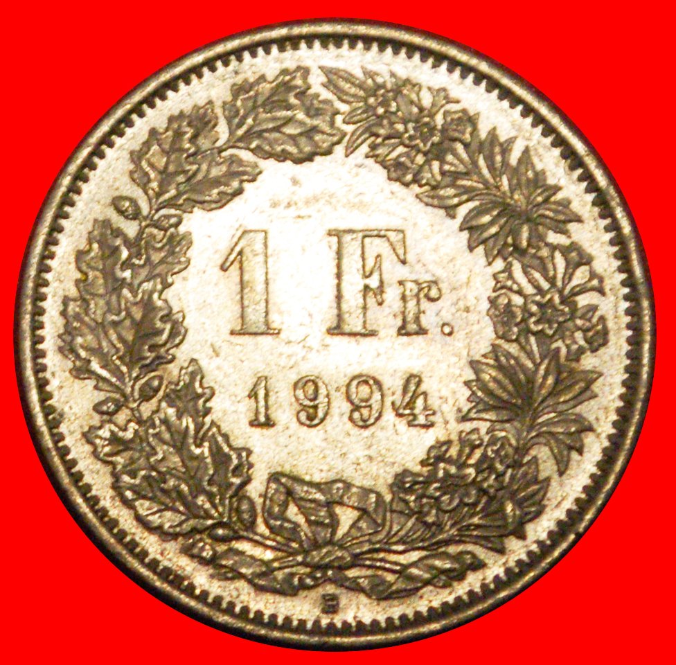  * WITH STAR (1850-2023): SWITZERLAND ★ 1 FRANC 1994B! DIES 1+B MINT LUSTRE!★LOW START ★ NO RESERVE!   