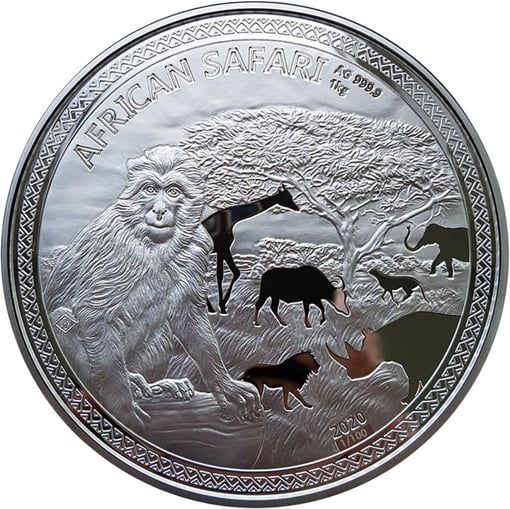  1kg Silber African Safari Affe 2020 PP (Auflage: 100)   