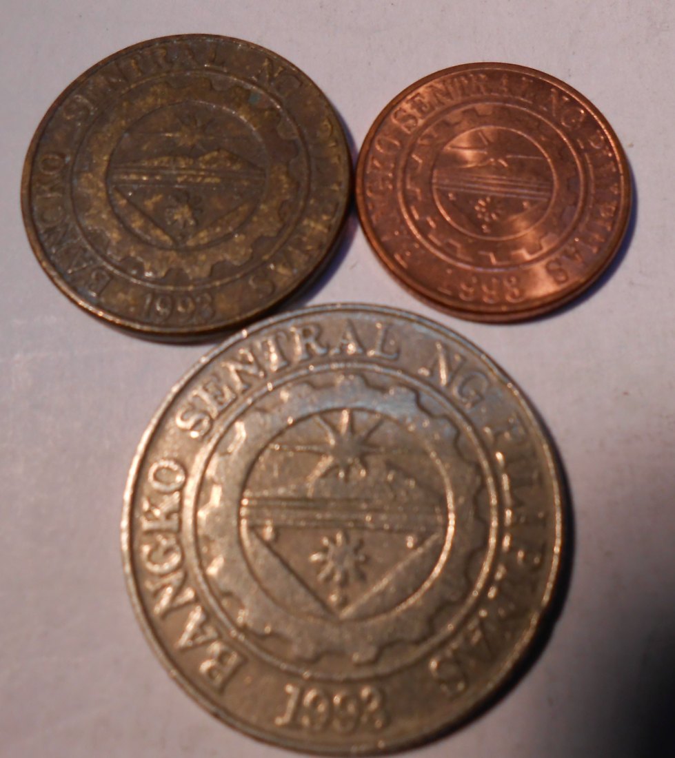  M.5.Philippinen, 3er Lot, 10 Sentimo 2014, 25 Sentimo 1998 und 1 Peso 2003   