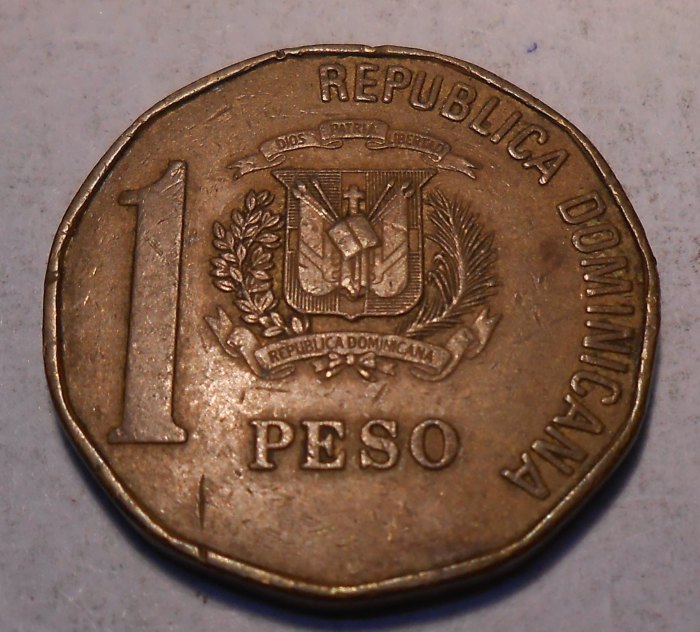  M.12.Dominikanische Republik, 1 Peso 1993   