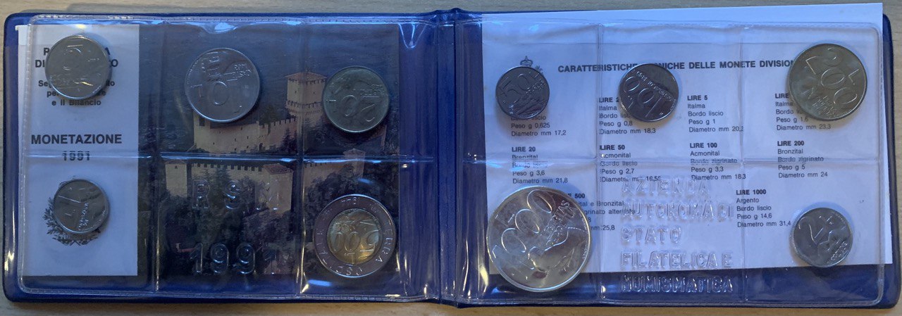  San Marino 1991 Coin set BU (10 coins)   