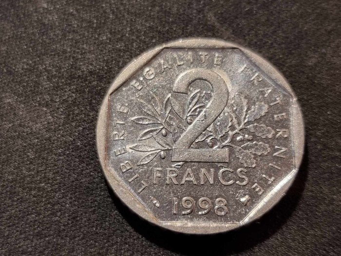  Frankreich 2 Franc 1998 Umlauf   