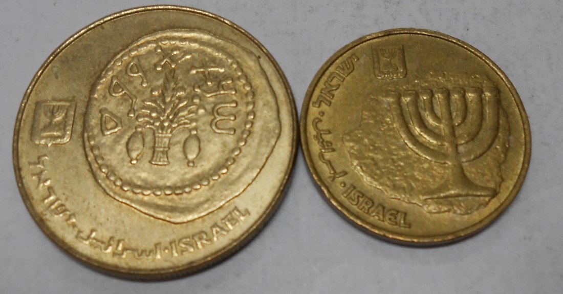  M.53.Israel, 2er Lot, 10 Agorot 2000, 50 Schekel 1984   