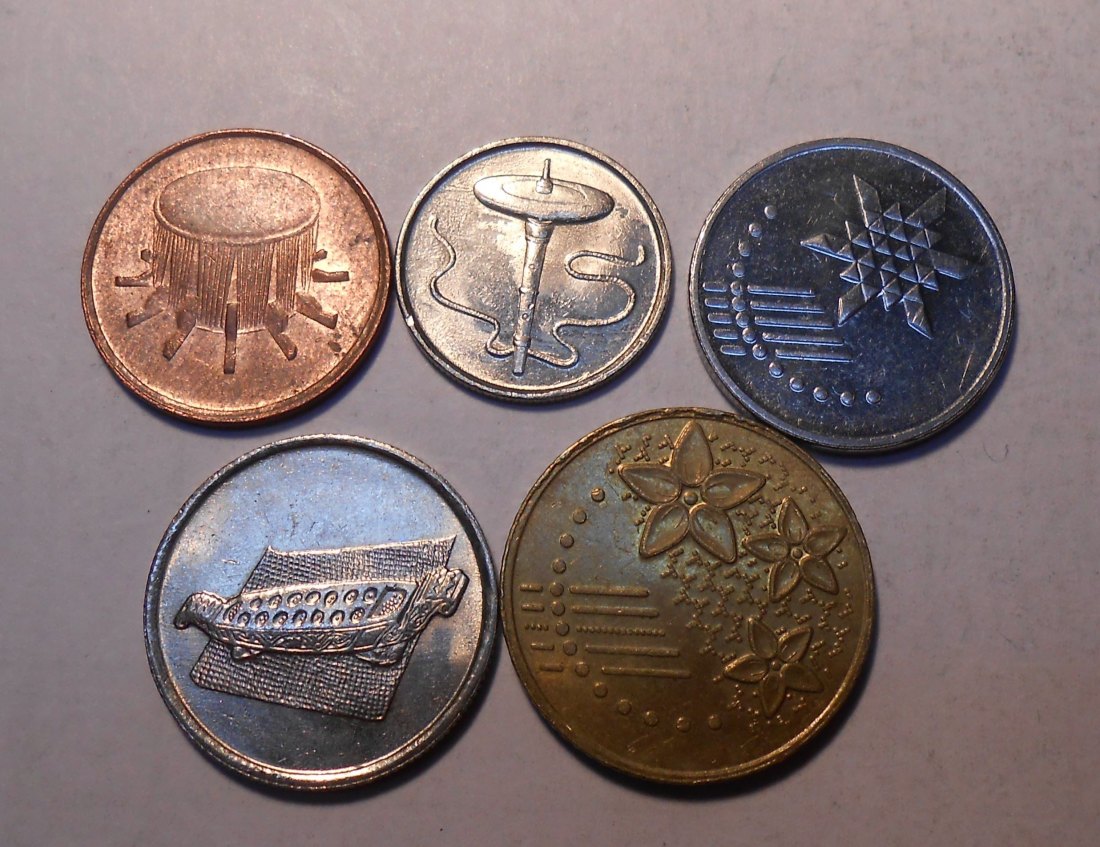  M.57.Malaysia, 5er Lot, 1 Sen 2000, 5 Sen 2009, 10 Sen 2010+2014, 20 Sen 2015   