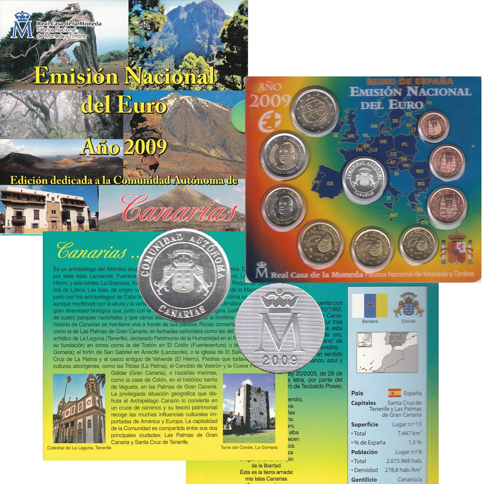 KMS Spanien 2009 *Canarias* mit Silberm u. 2€-Snderm. *10 Jahre WWU* 9M nur 12.500St!   