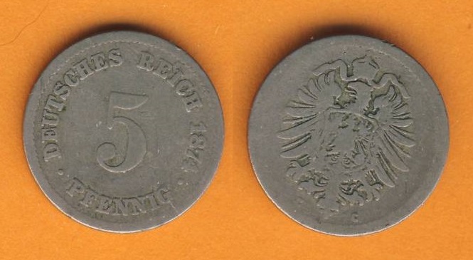  Kaiserreich 5 Pfennig 1874 C   