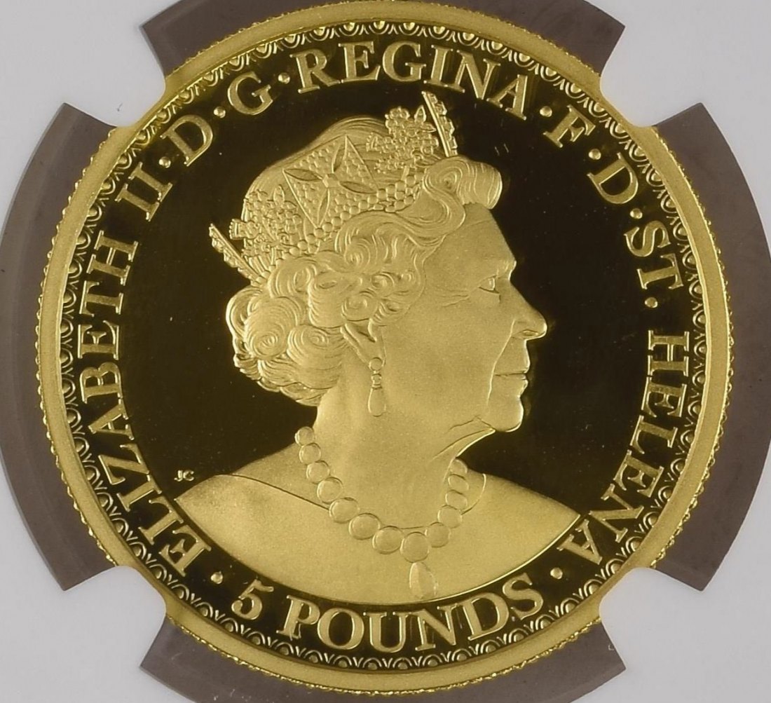  St. Helena 5 Pounds 2021 | NGC PF70 ULTRA CAMEO TOP POP First Releases Blue | Una and the Lion   