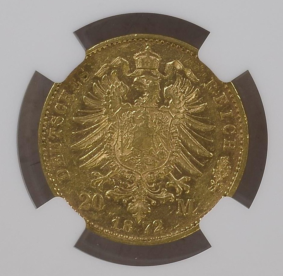 Deutsches Reich 20 Mark 1872 D | NGC AU 55 | König Ludwig II.   