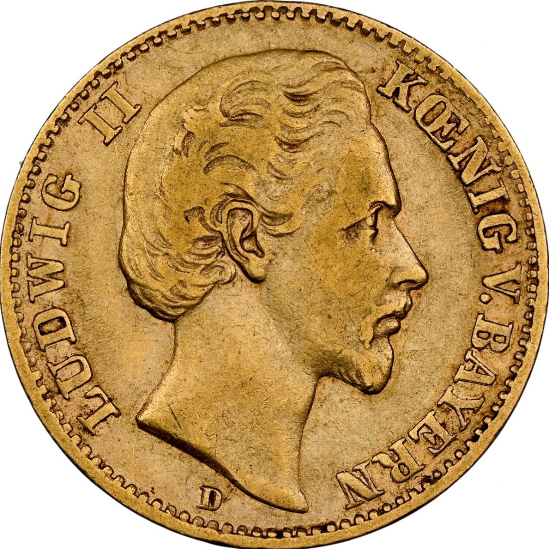  Deutsches Reich 10 Mark 1873 D | NGC XF40 | Ludwig II. König v. Bayern   